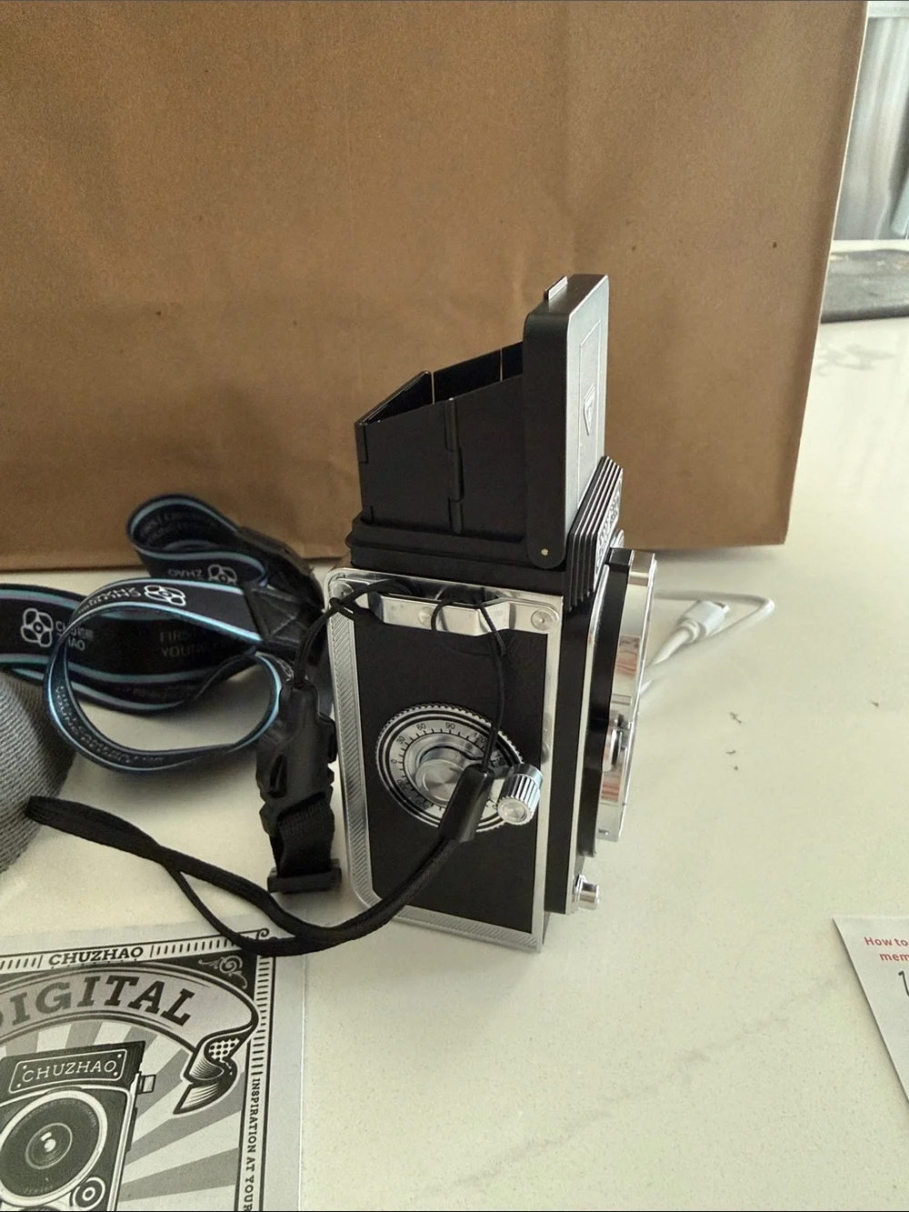 Retro Twin-Lens Digital Camera - Black and Silver